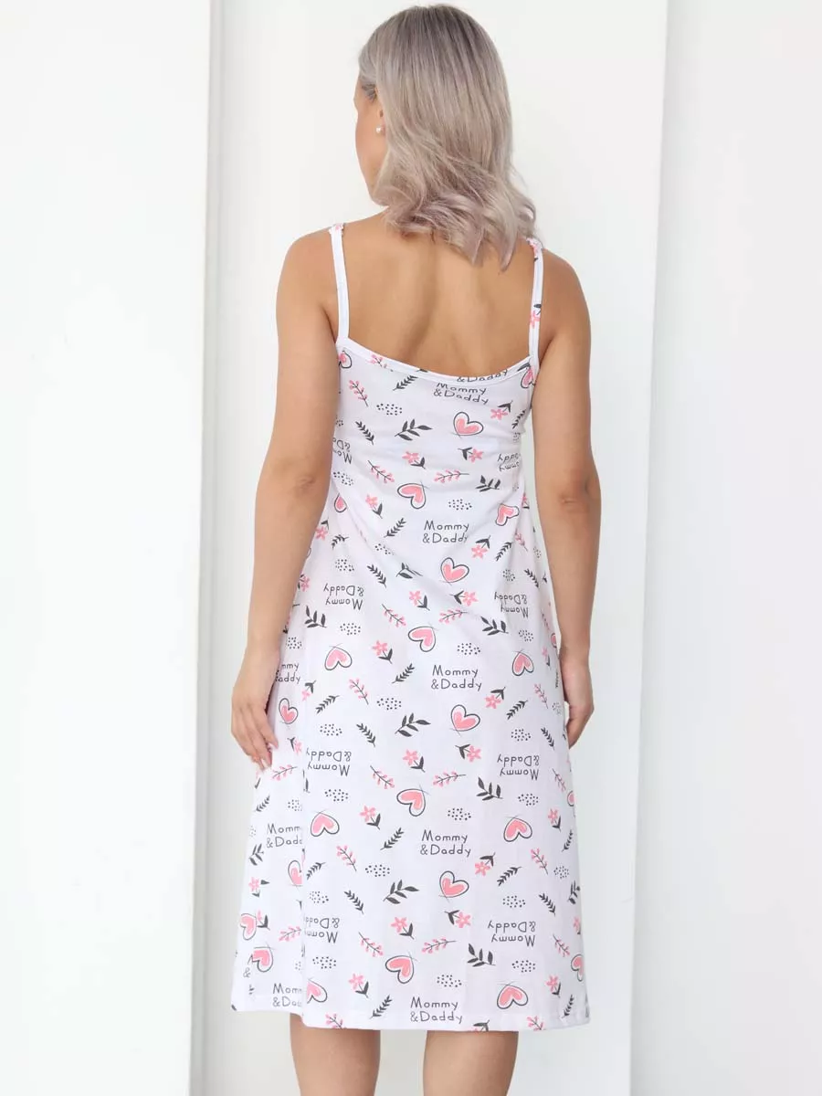 Халат и сорочка для беременных и кормящих в роддом костюм коралловый/белый