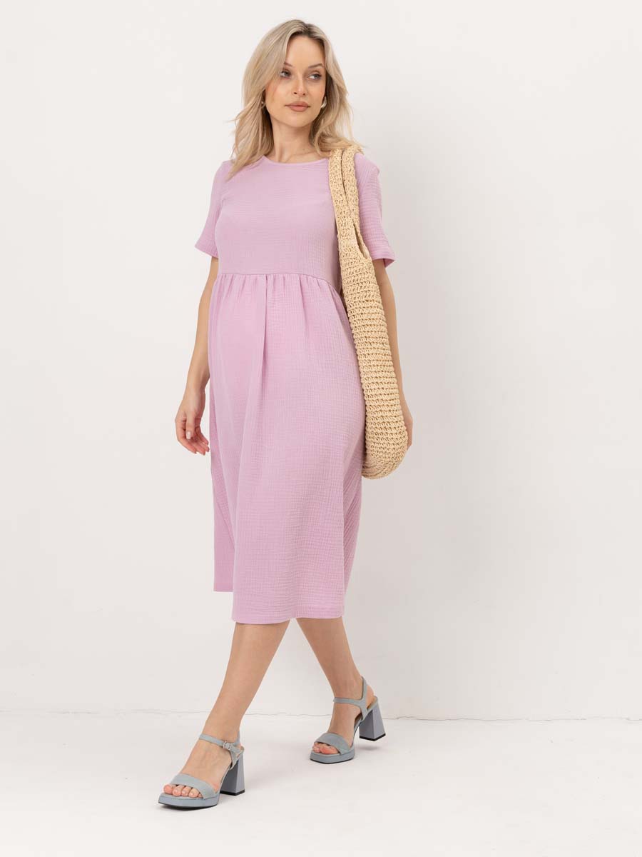 Летнее платье из муслина лавандовый