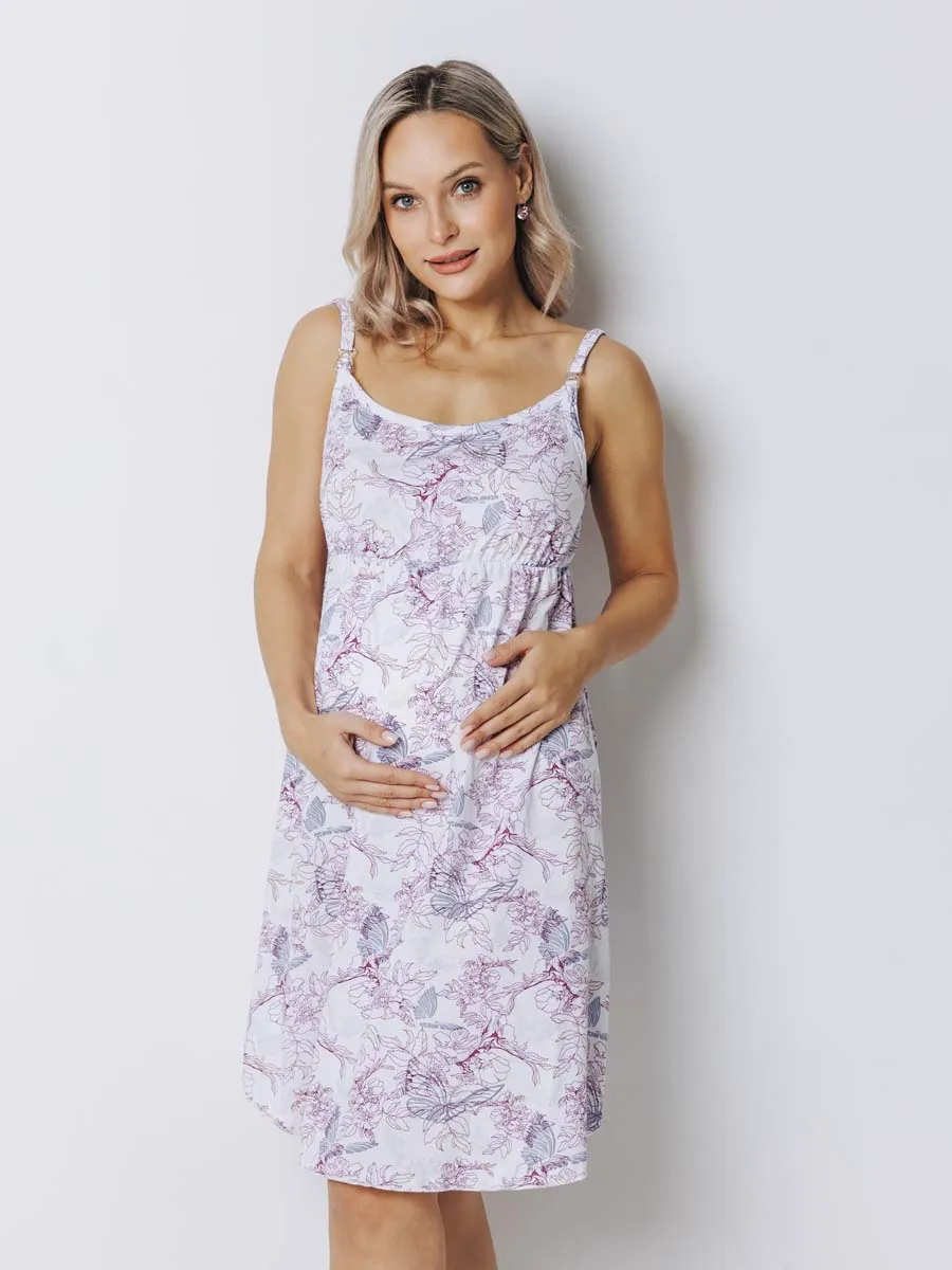 Халат с сорочкой для беременных и кормящих в роддом бордовый/белый