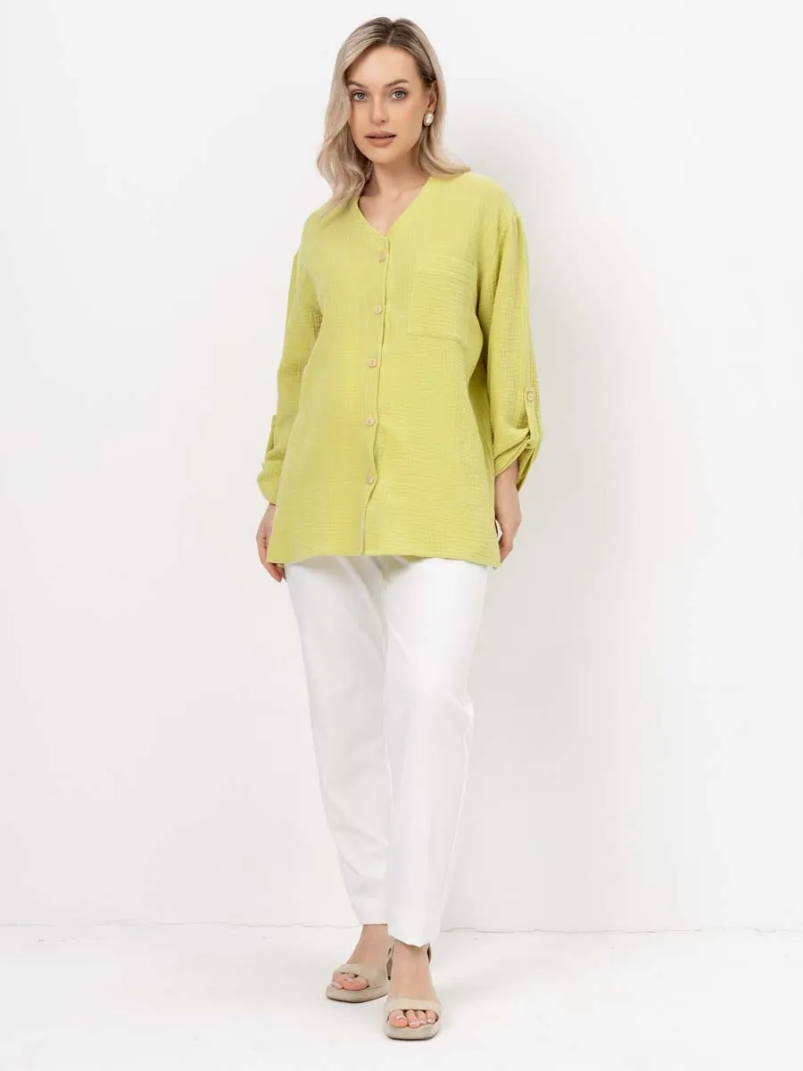 Рубашка для беременных туника муслиновая лимонный