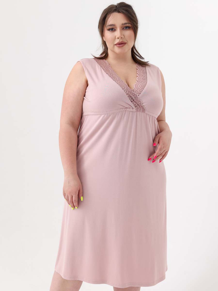 Халат с сорочкой большие размеры светло-коричневый