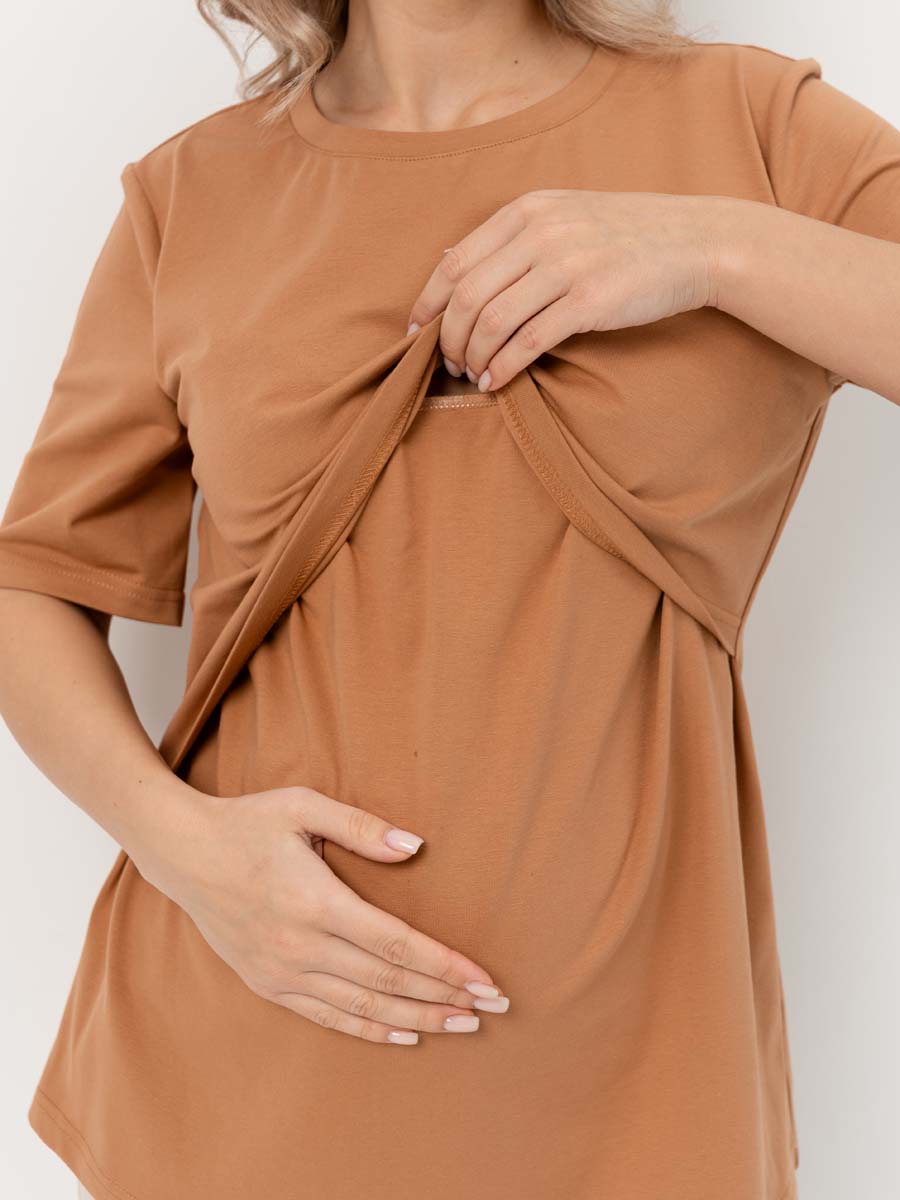 Футболка для беременных и кормящих бронзовый