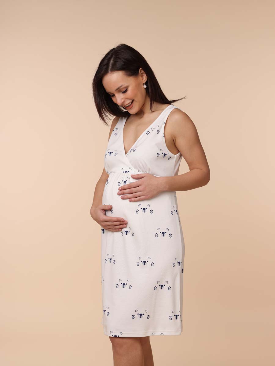 Комплект женский для беременных и кормящих 19230 серый_меланж/молочный