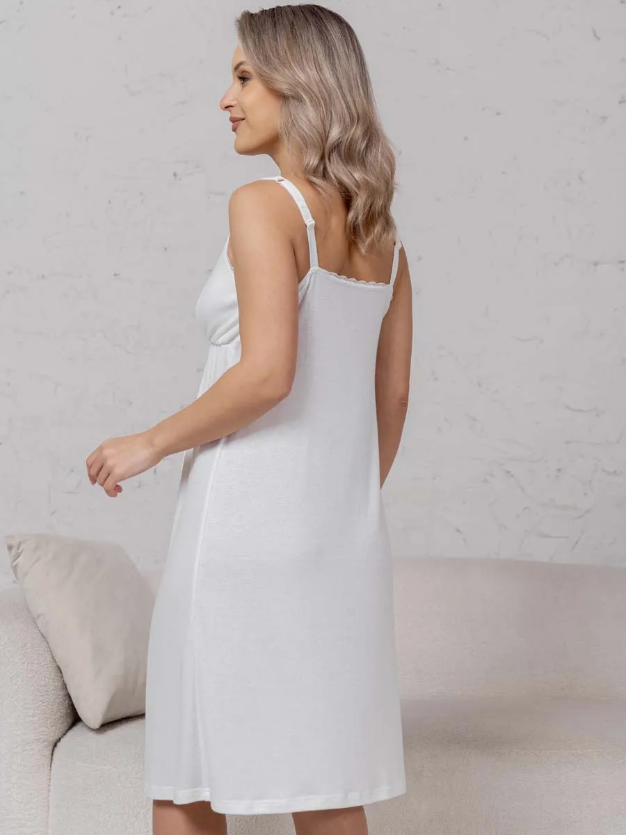 Халат с сорочкой для беременных и кормящих молочный