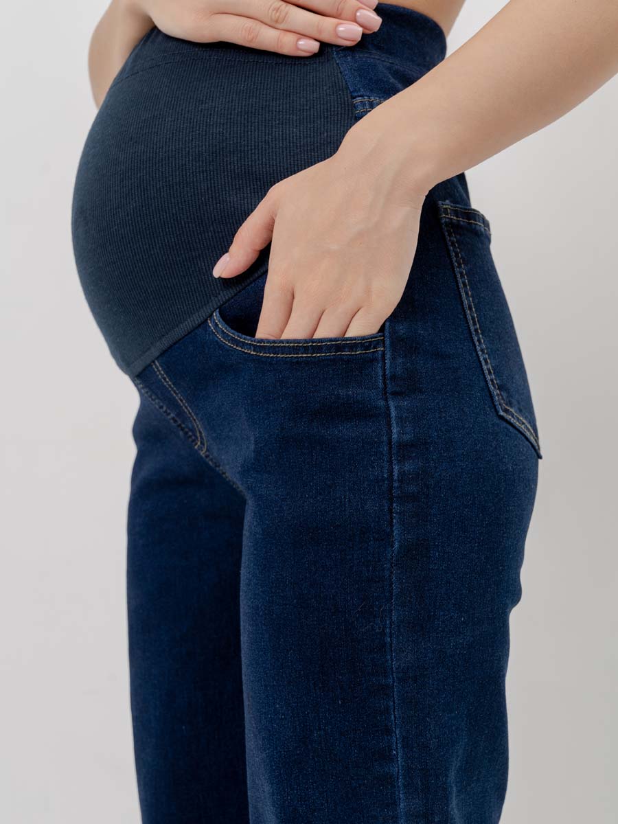 Джинсы трубы для беременных 67712 в офис темно-синий