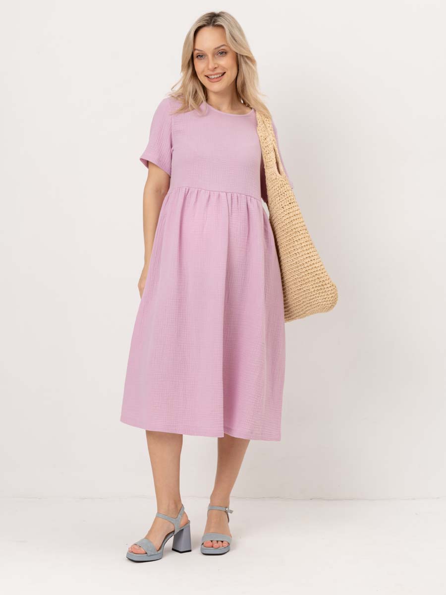 Летнее платье из муслина лавандовый