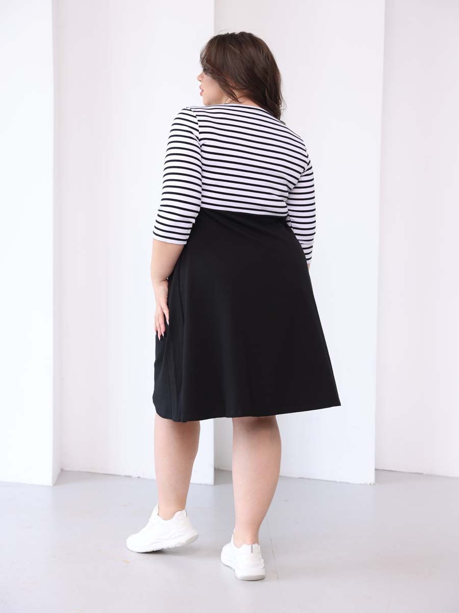 Платье для беременных и кормящих 50014 большие размеры черный/белый