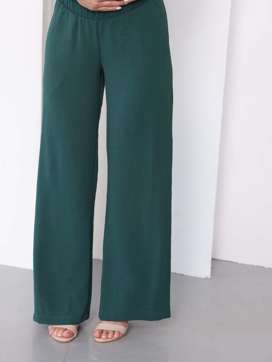 Брюки для беременных офисные широкие палаццо зеленый