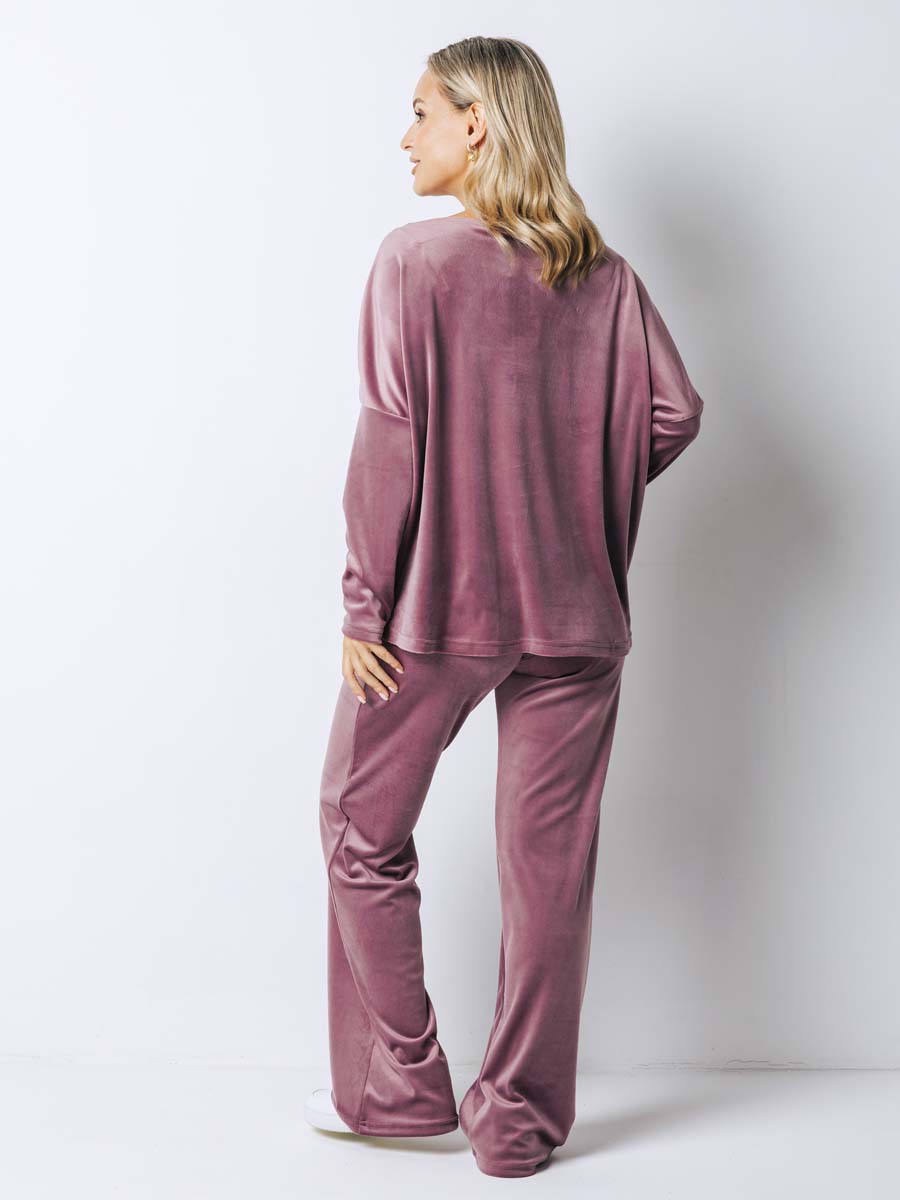 Костюм домашний велюровый с брюками для беременных 16131 лиловый