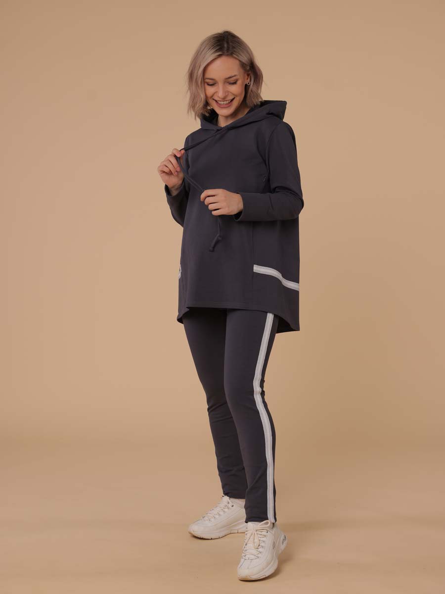 Стильный костюм 13334 туника и штаны для беременных антрацитовый