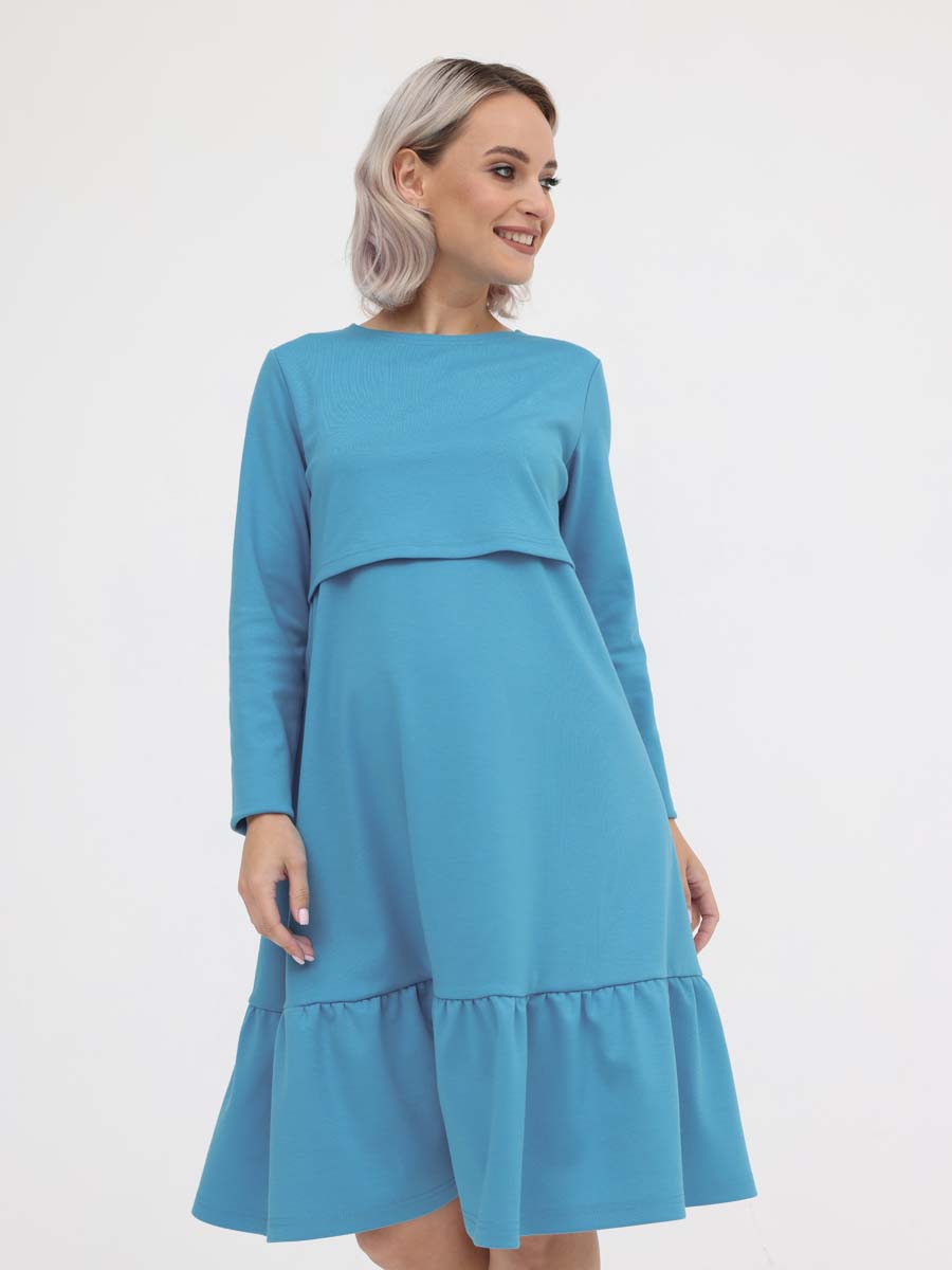 Платье в офис для беременных и кормящих мам бирюзовый