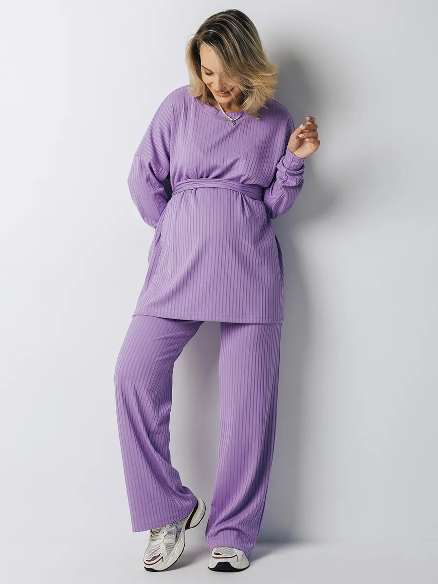 Костюм лапша для беременных туника и брюки 71532 сиреневый/71532376