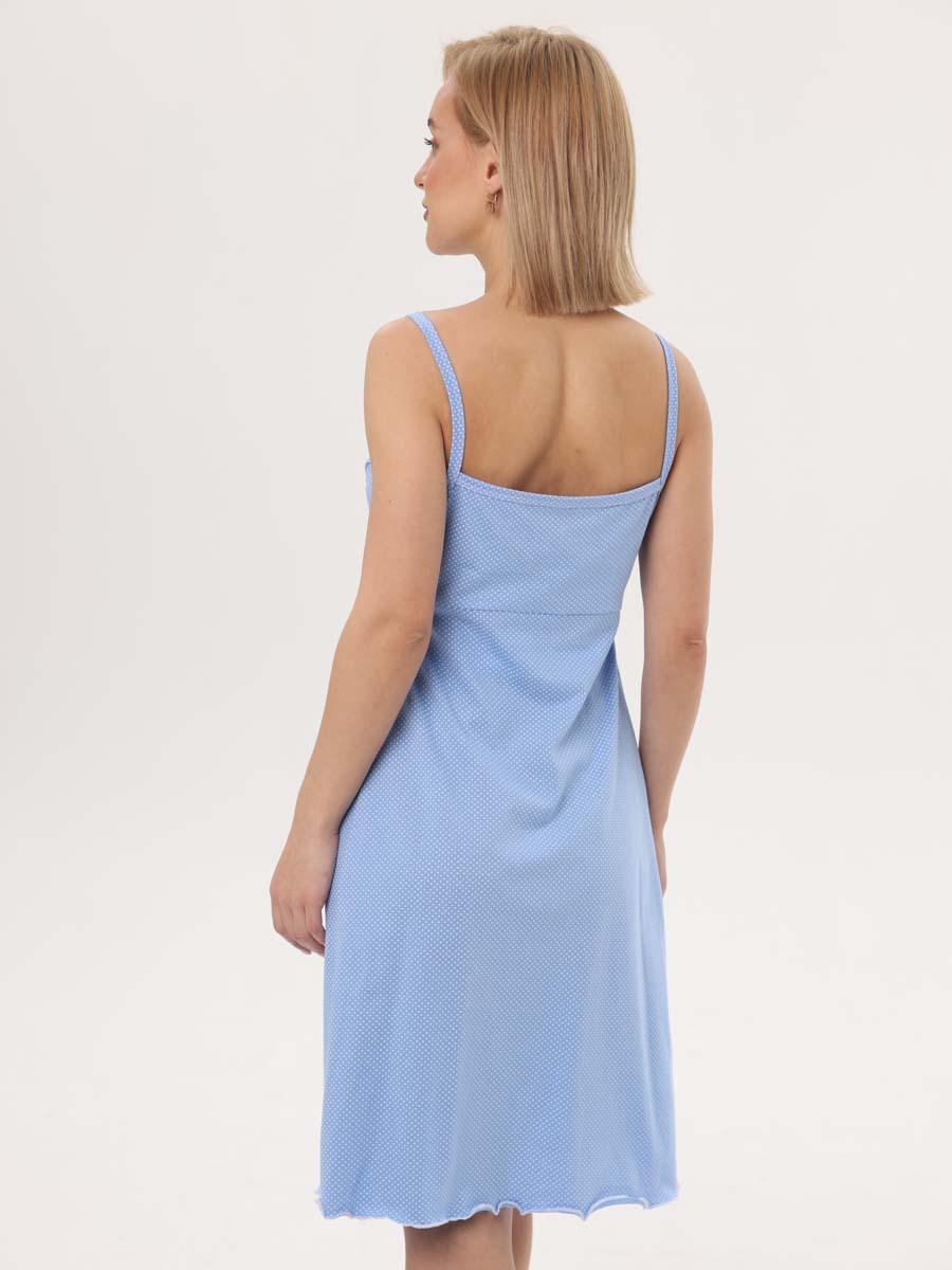 Комплект халат с сорочкой 24020 для беременных и кормящих голубой/белый