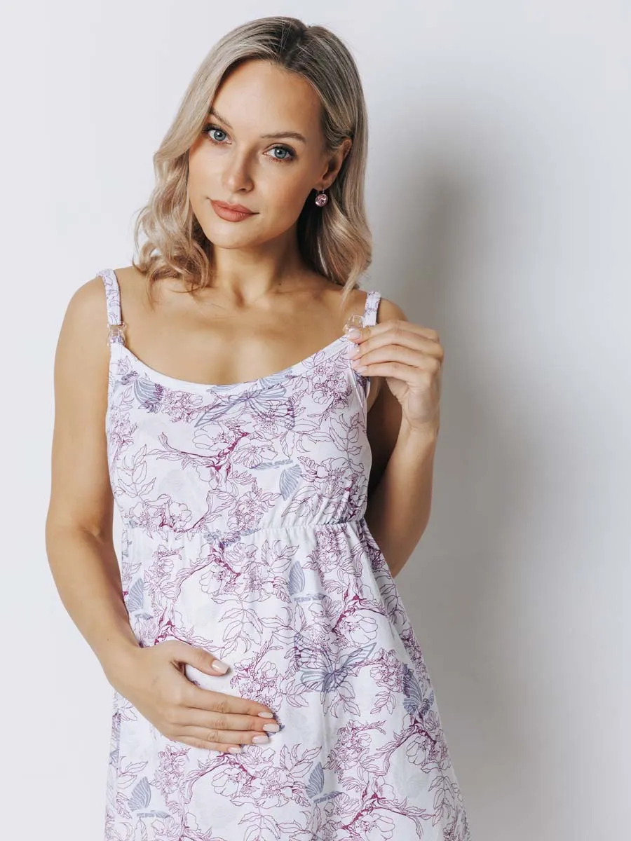 Халат с сорочкой для беременных и кормящих в роддом бордовый/белый