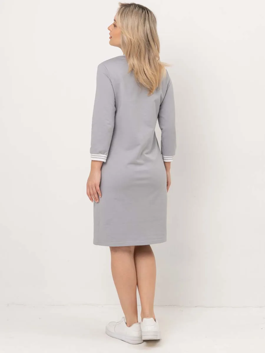 Платье в офис для беременных и кормящих 69114 серый