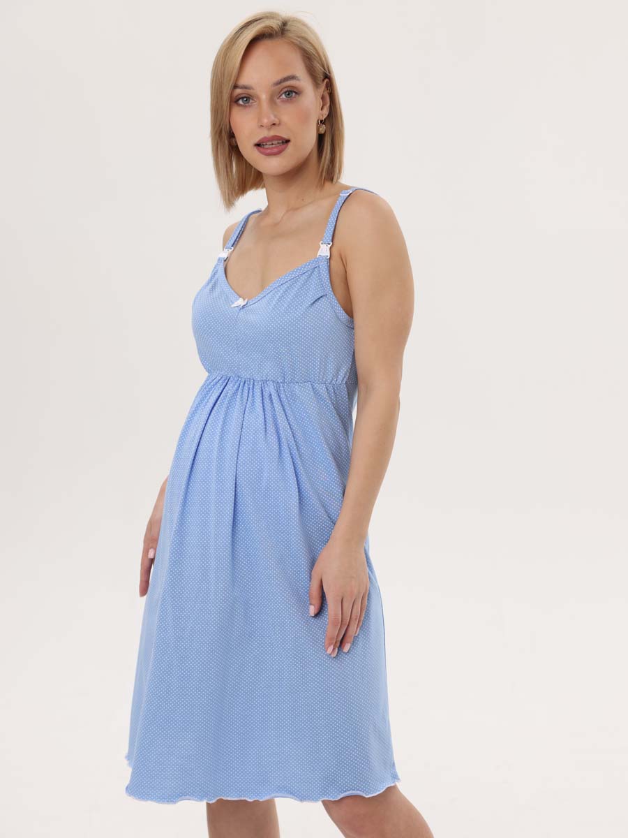 Комплект халат с сорочкой 24020 для беременных и кормящих голубой/белый