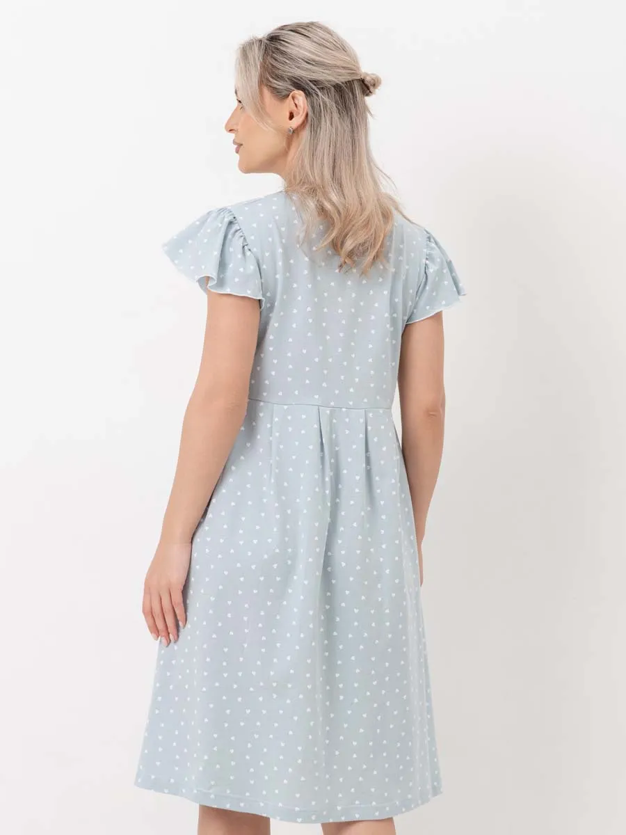 Халат для беременных и кормящих серый/белый