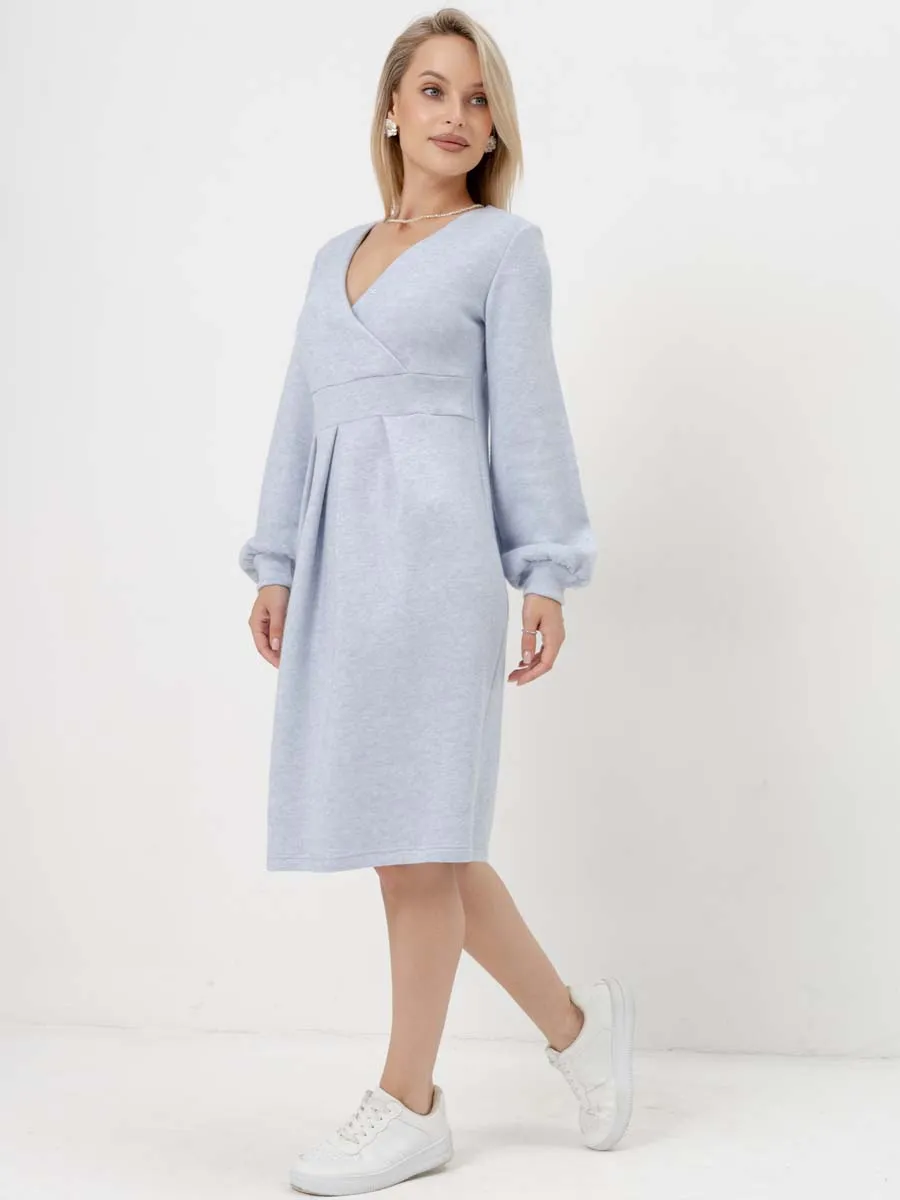 Платье в офис для беременных и кормящих мам 76710 голубой