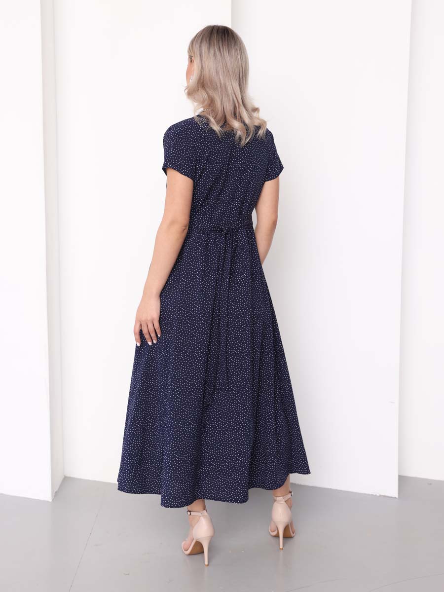 Платье летнее в офис 72312 для беременных и кормящих синий/белый