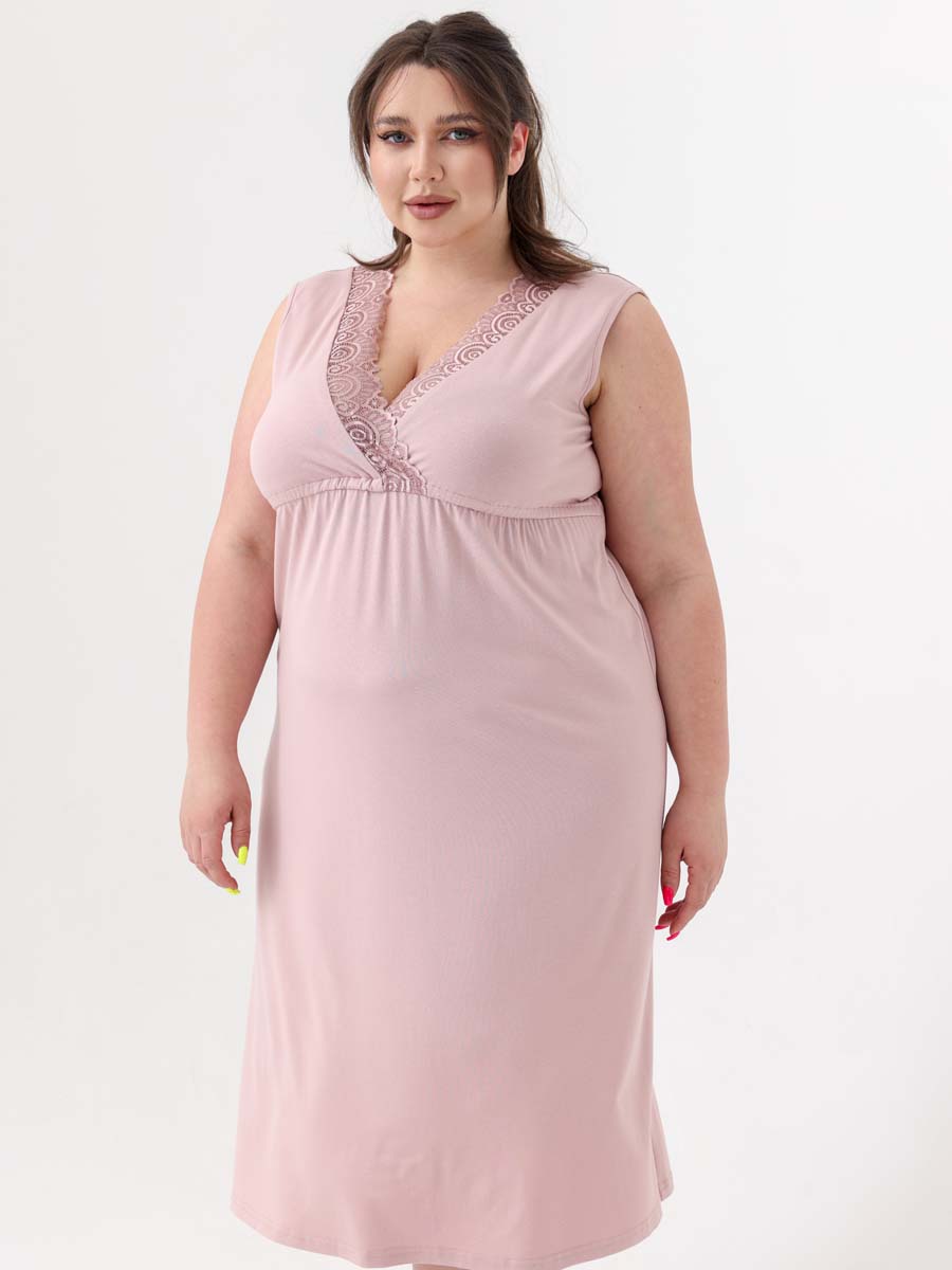 Халат с сорочкой большие размеры светло-коричневый