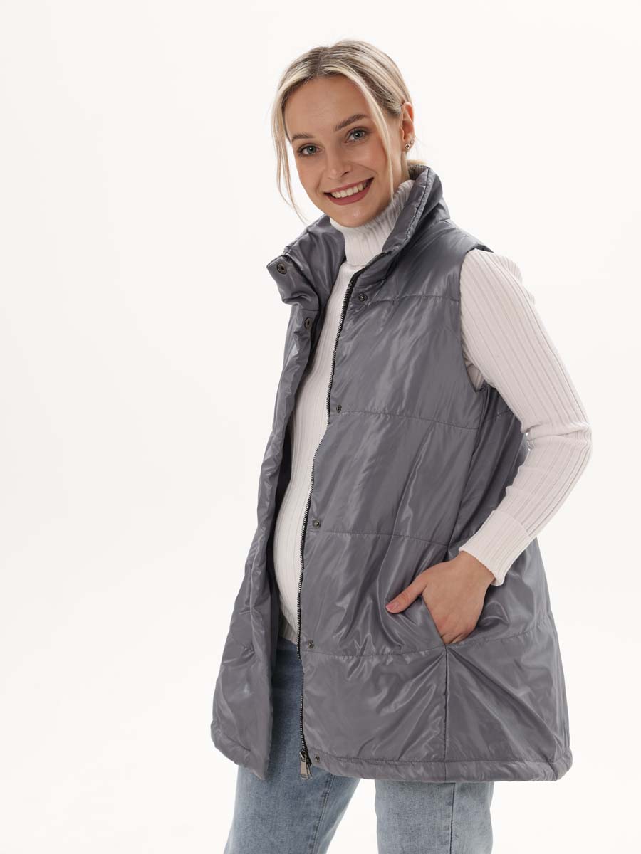 Жилет женский утепленный 65008 стеганый серый