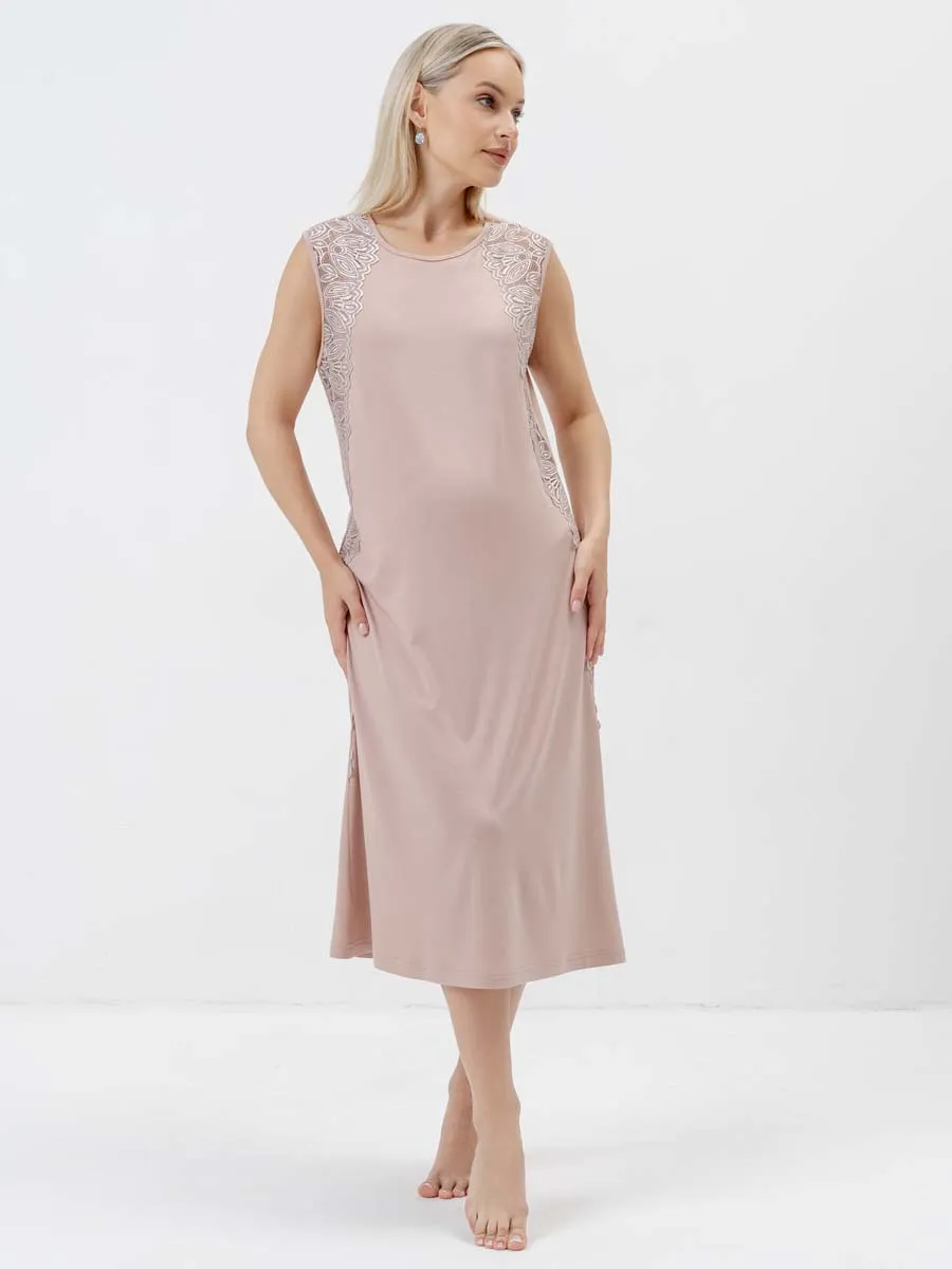 Ночная сорочка в роддом для беременных бежевый