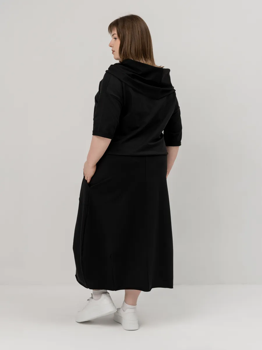 Платье для беременных длинное повседневное в офис plus size черный
