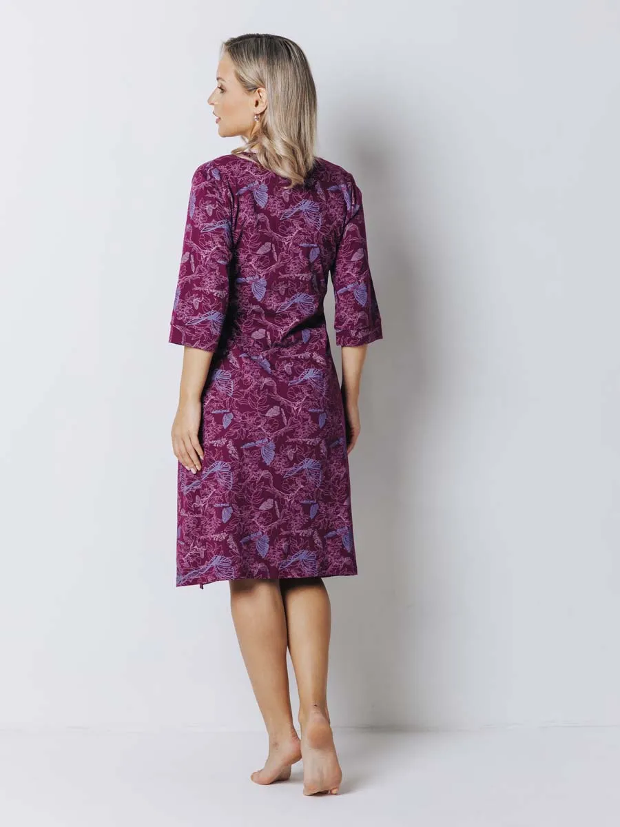 Халат с сорочкой для беременных и кормящих в роддом бордовый/белый