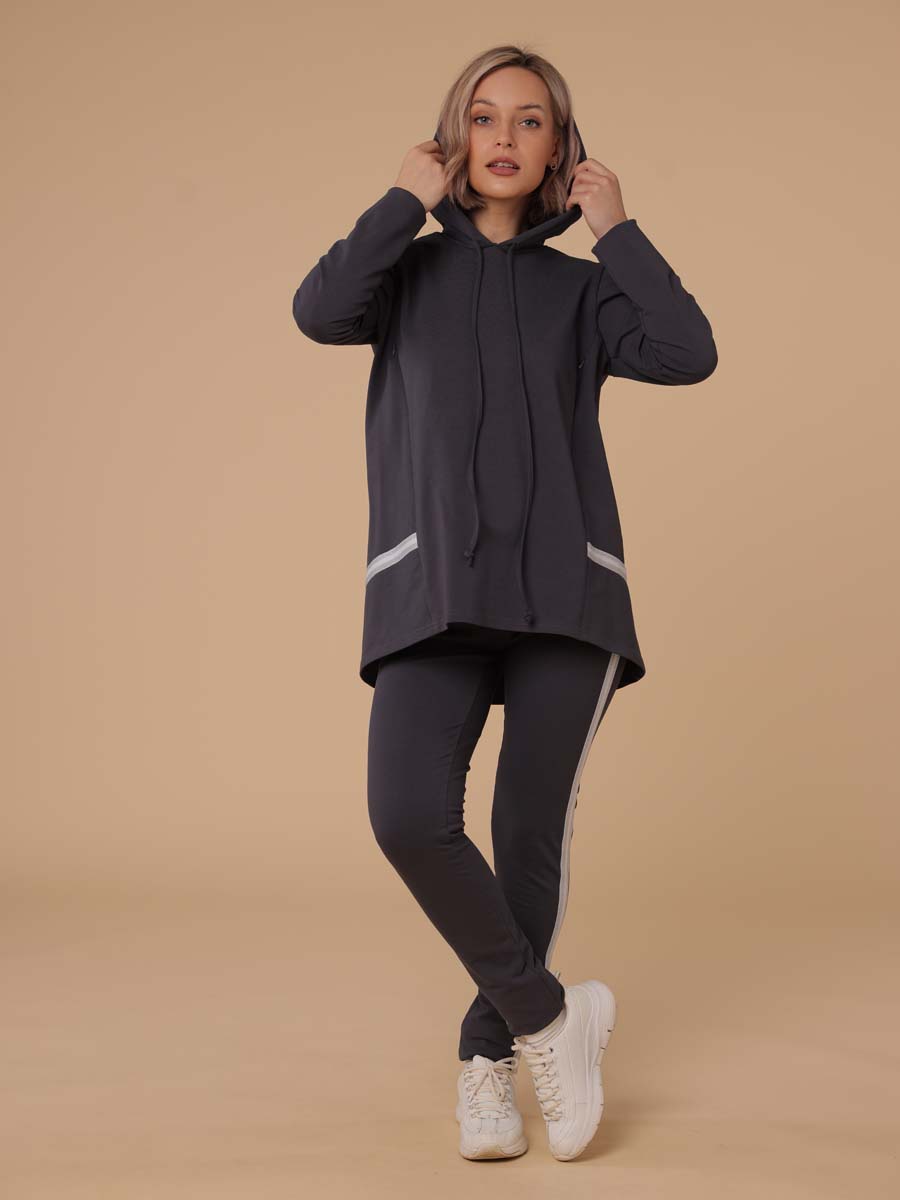 Стильный костюм 13334 туника и штаны для беременных антрацитовый