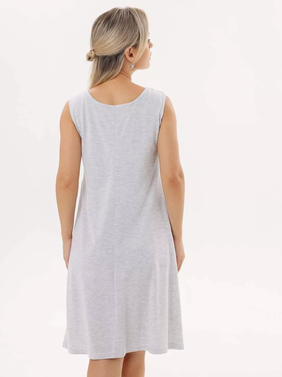 Халат с сорочкой для беременных и кормящих в роддом 55220 серый меланж/белый