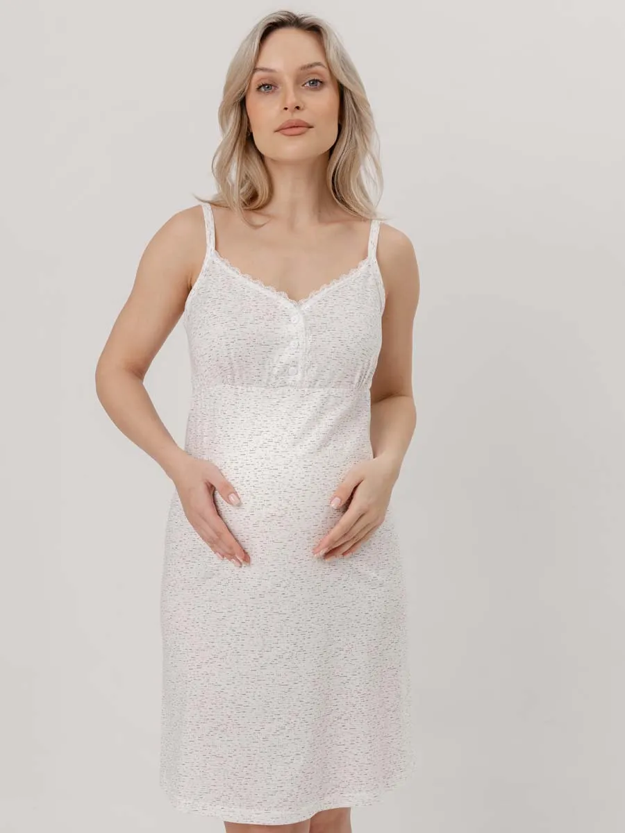 Комплект для беременных и кормящих 13920 халат с сорочкой коричневый/молочный