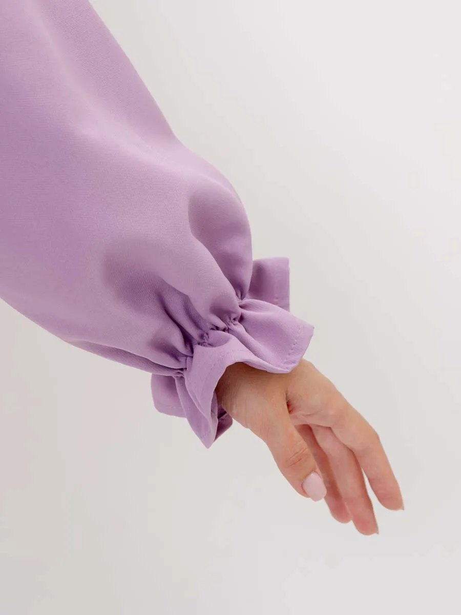 Платье для беременных с длинным рукавом в офис сиреневый