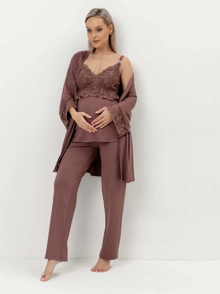 Костюм тройка для беременных и кормящих 29032 шоколад шоколад