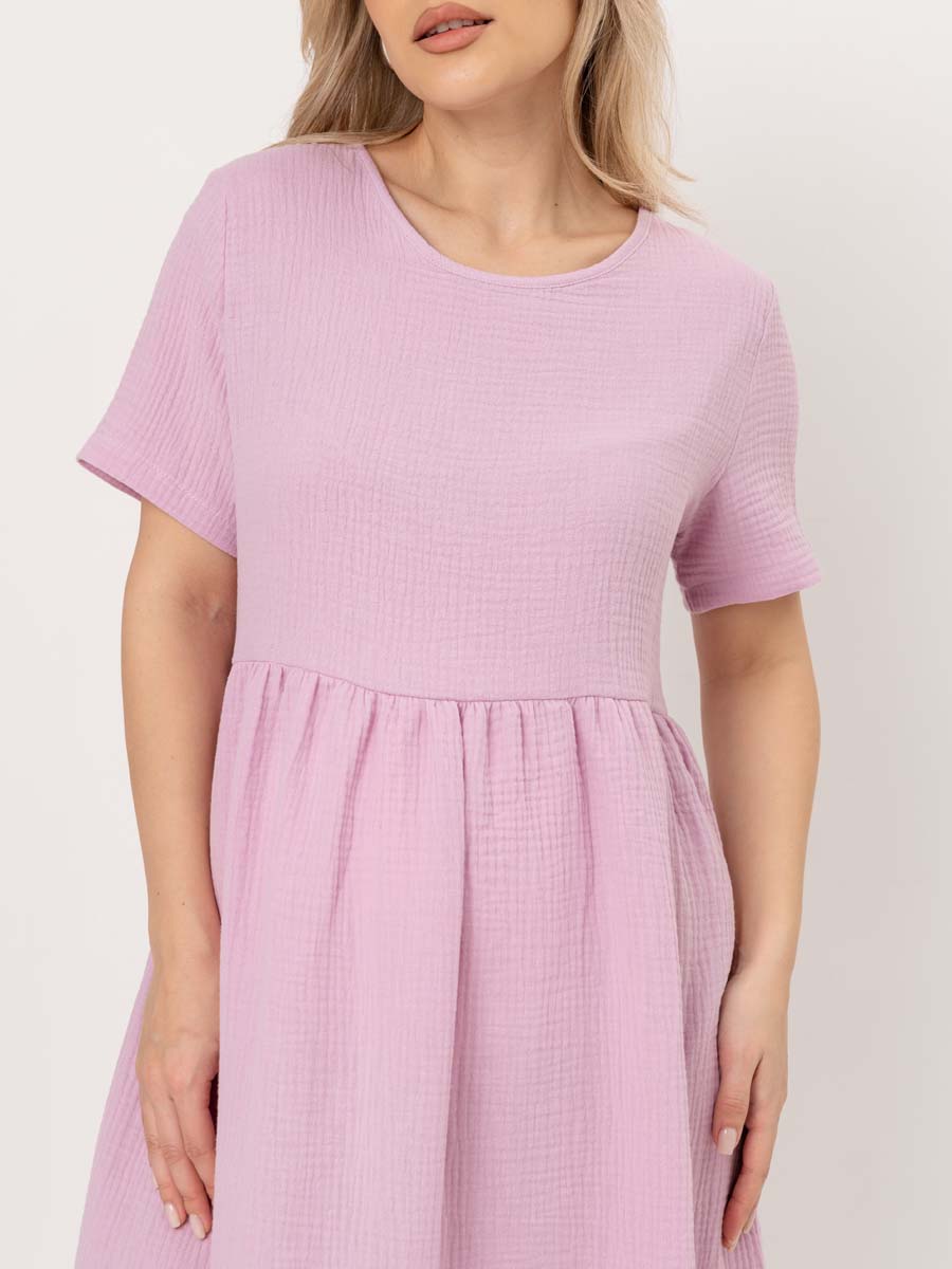 Летнее платье из муслина лавандовый