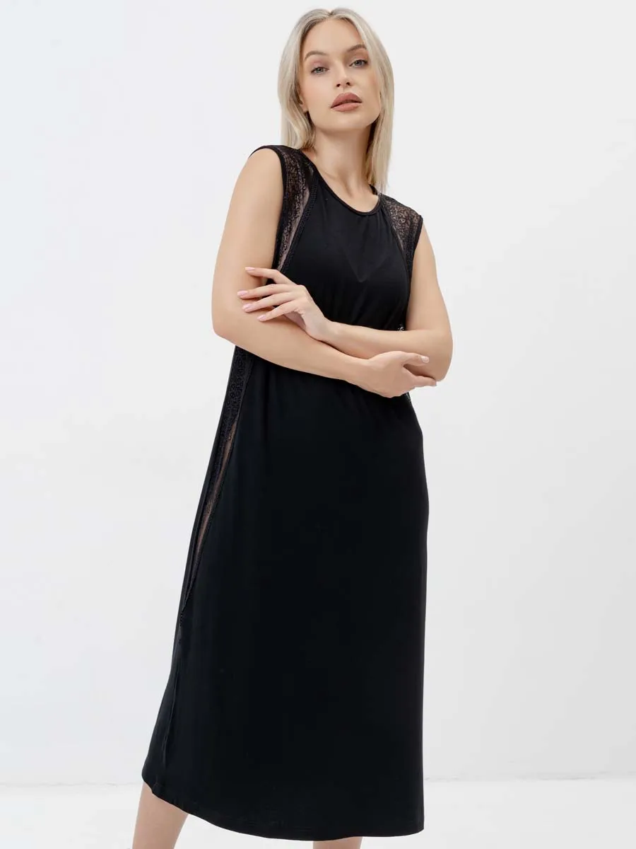 Ночная сорочка для беременных ночнушка в роддом вискоза черный