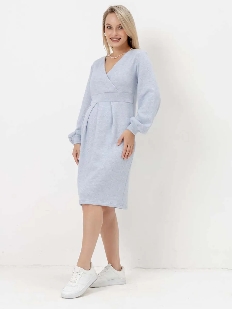 Платье в офис для беременных и кормящих мам 76710 голубой