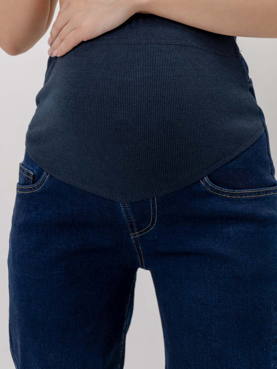 Джинсы трубы для беременных 67712 в офис темно-синий