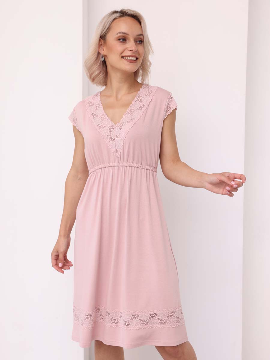 Ночная сорочка для беременных и кормящих 48509 розовый