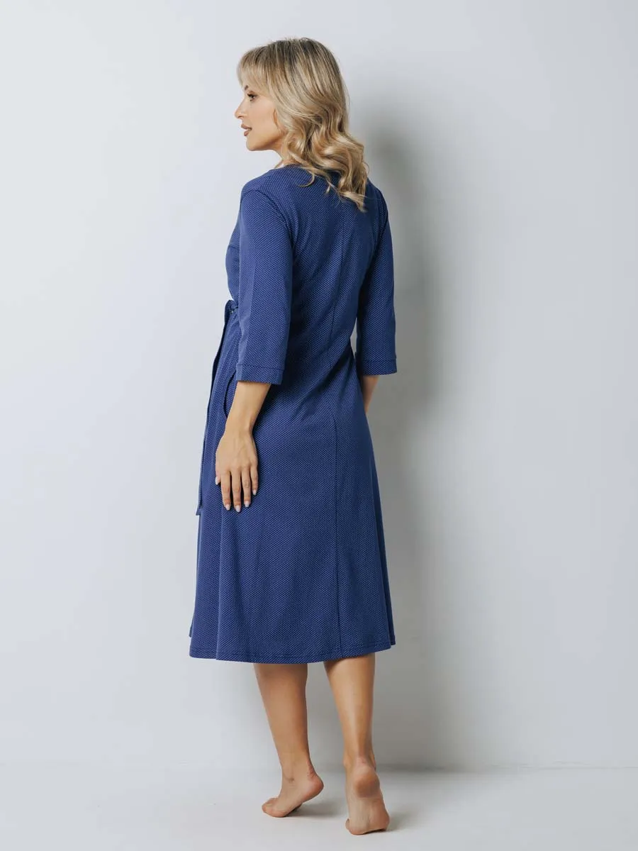 Халат и сорочка для беременных и кормящих в роддом костюм темно-синий/голубой