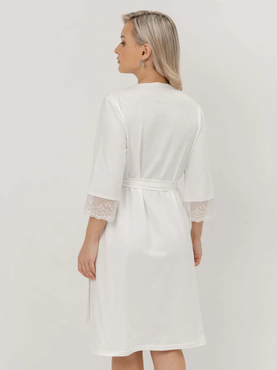 Халат домашний для беременных и кормления молочный