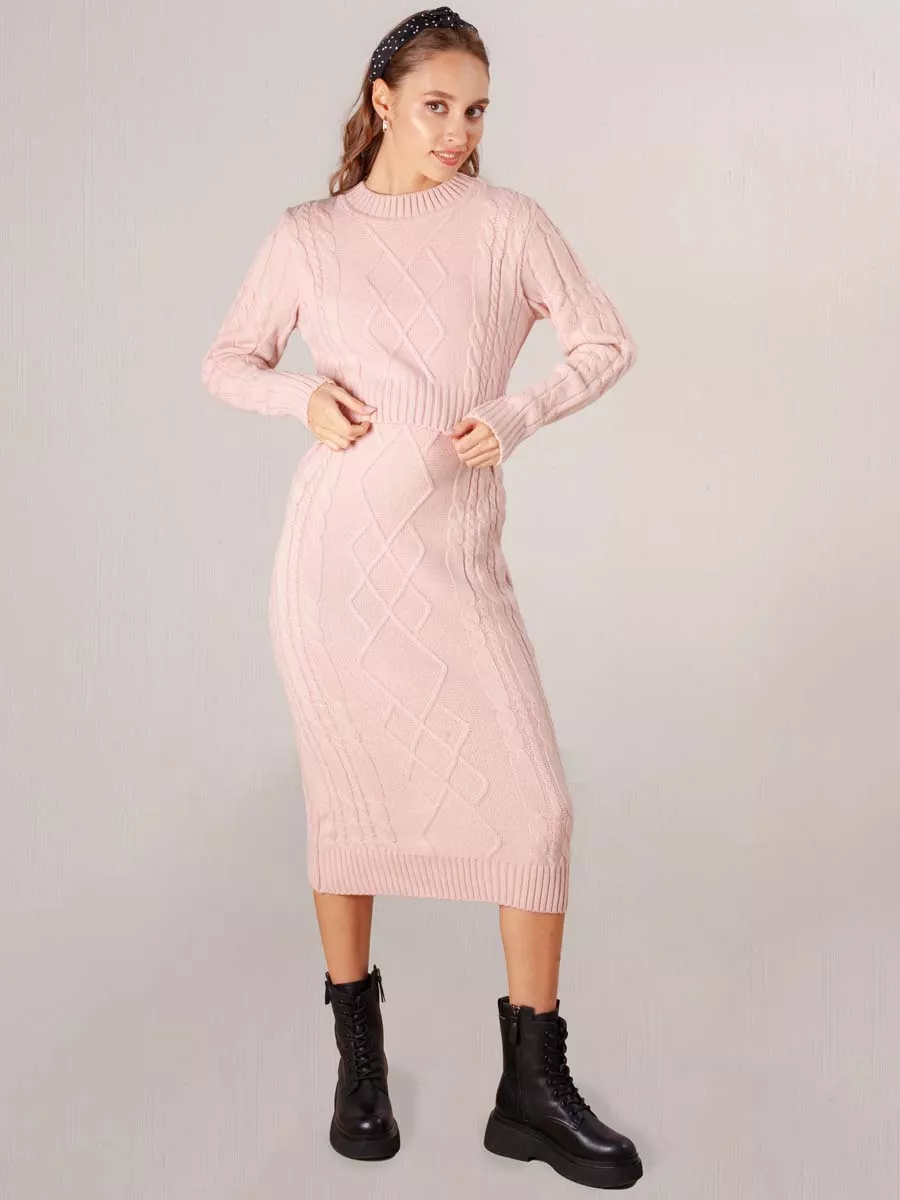 Платье вязаное для беременных и кормящих 06210 розовый