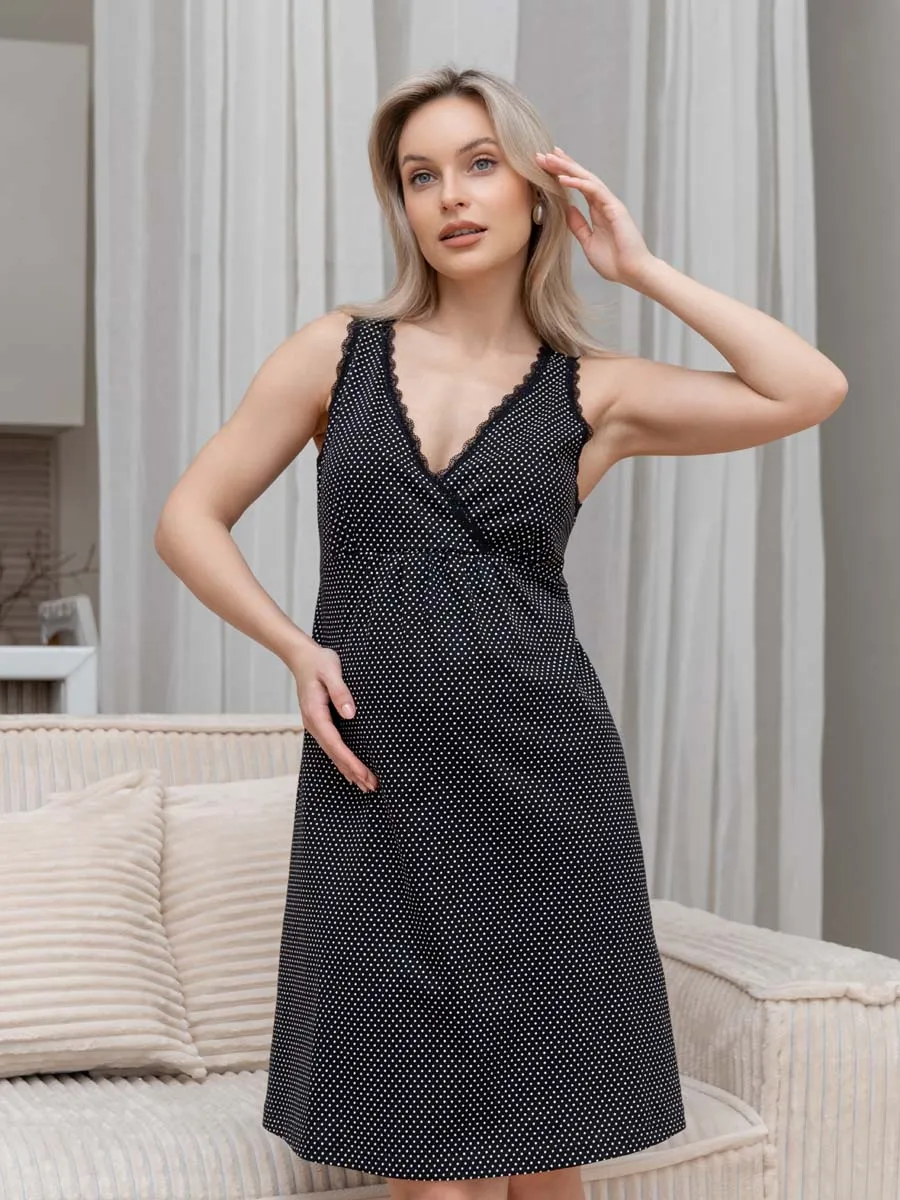 Ночная сорочка для будущих мам в роддом черный/белый