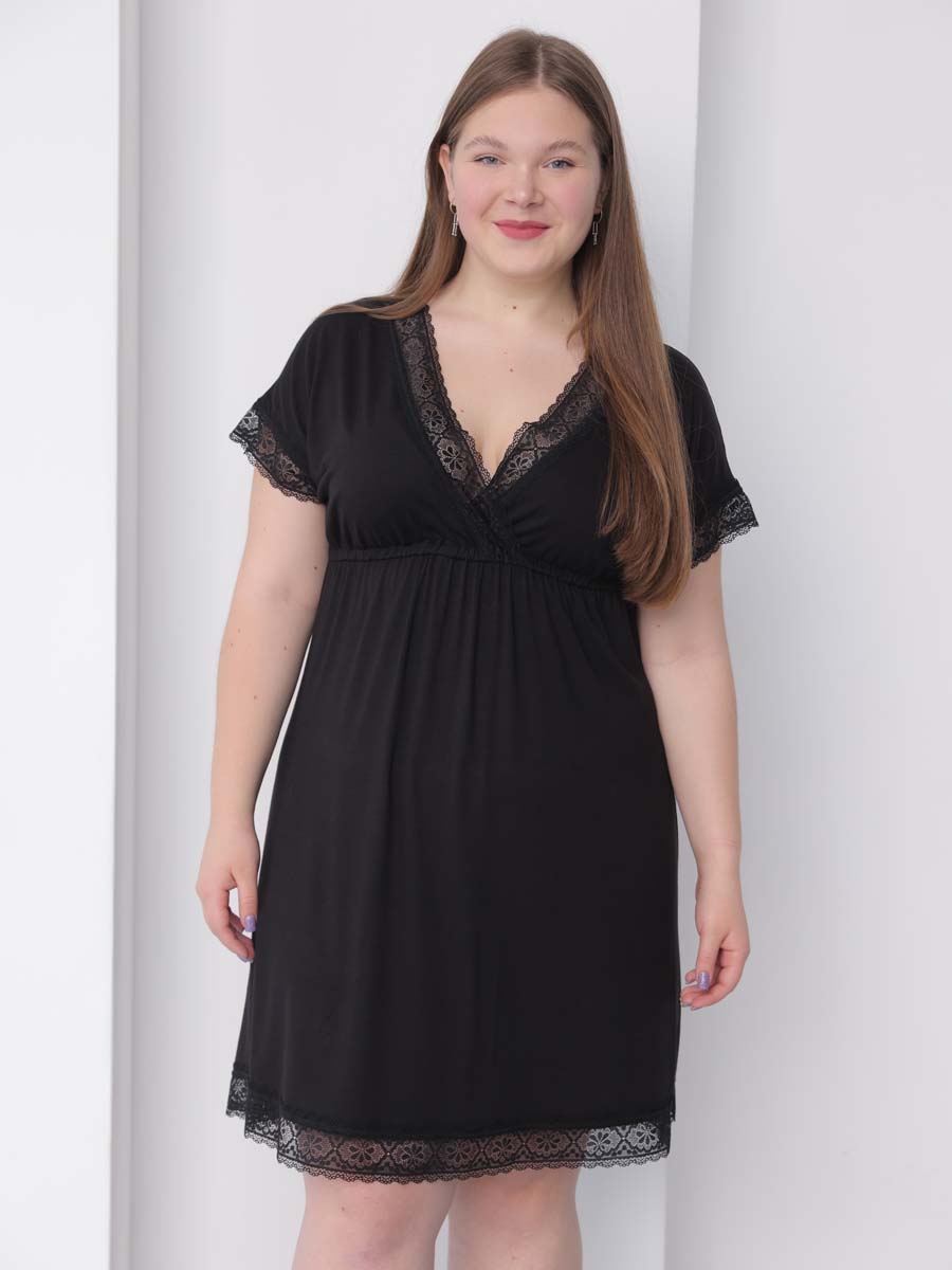 Ночная сорочка для беременных и кормящих в роддом черный