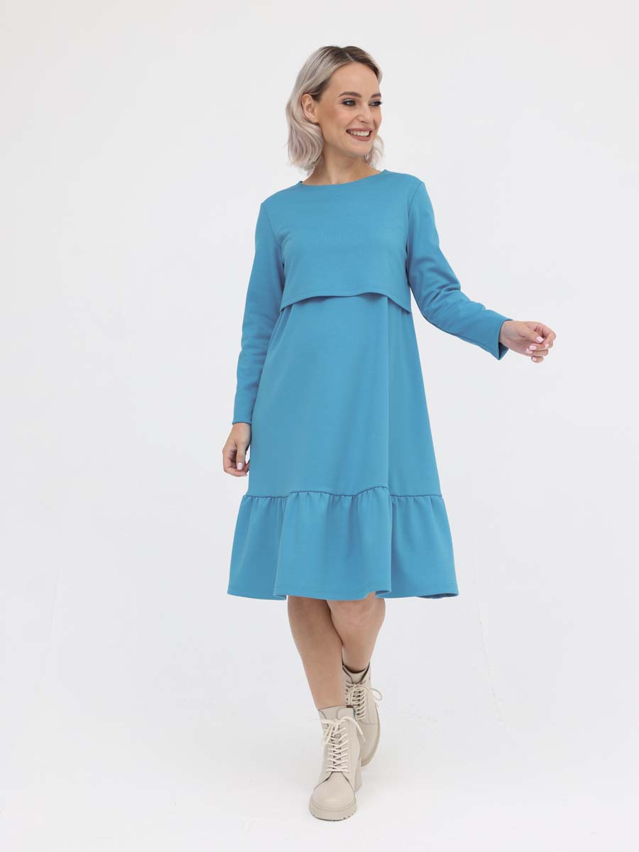 Платье в офис для беременных и кормящих мам бирюзовый