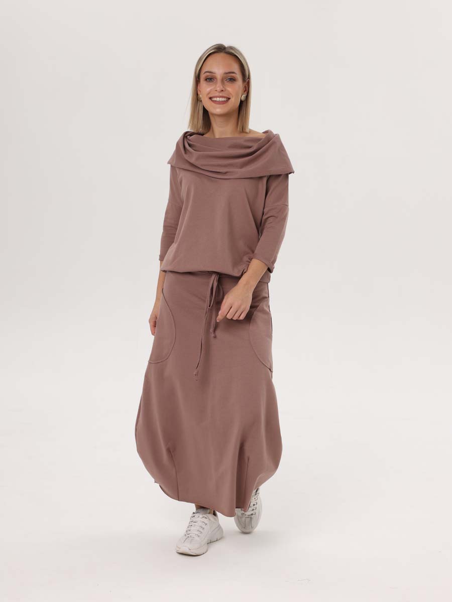 Платье женское 55714 повседневное бохо кофейный