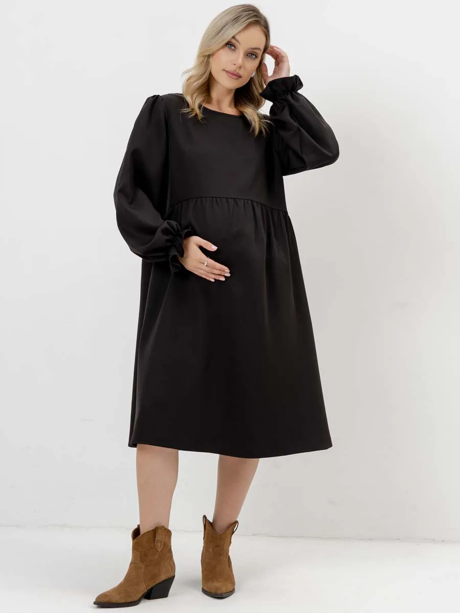 Платье для беременных с длинным рукавом в офис черный