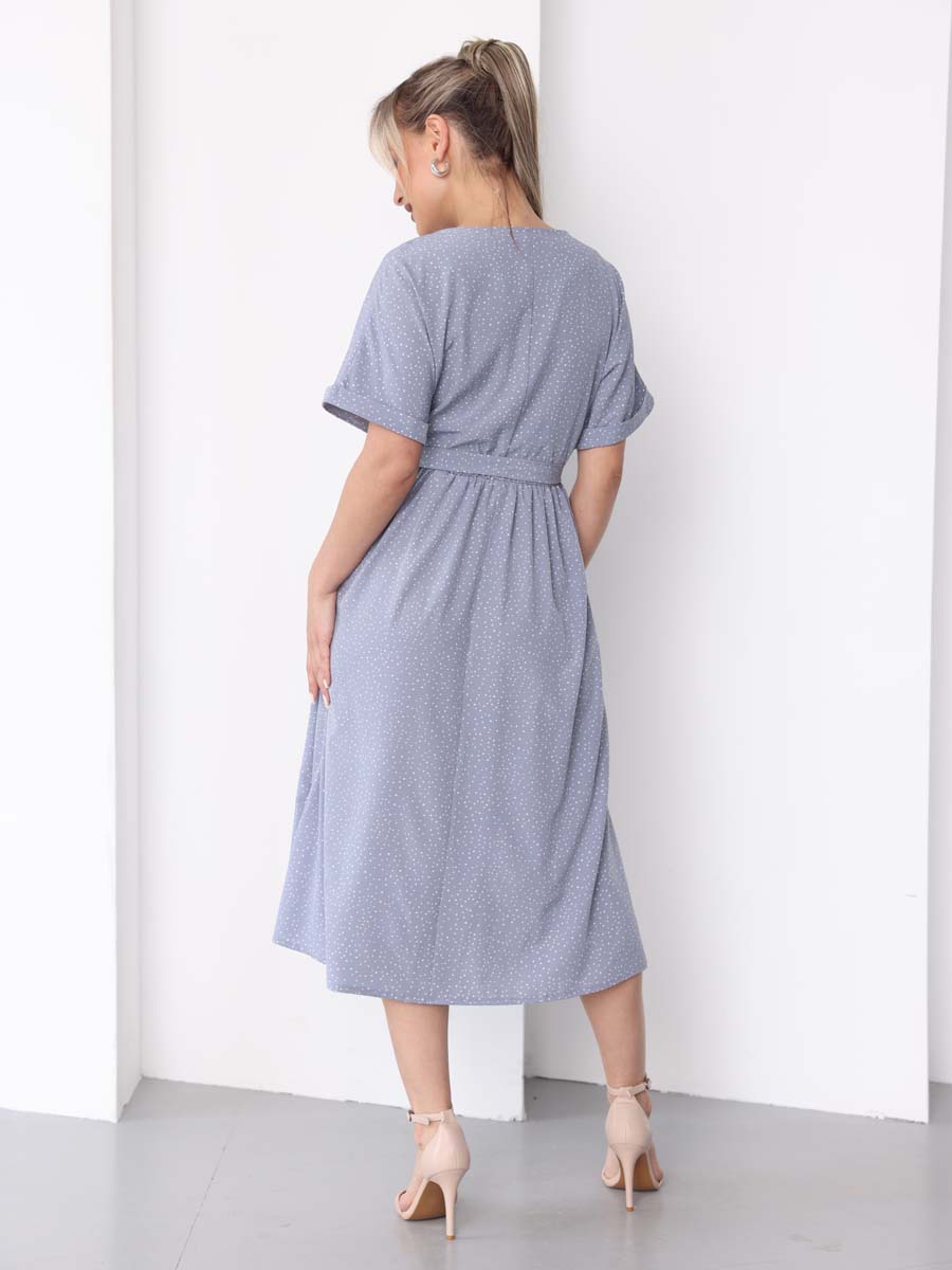 Платье летнее для беременных и кормящих 71412 серый/белый