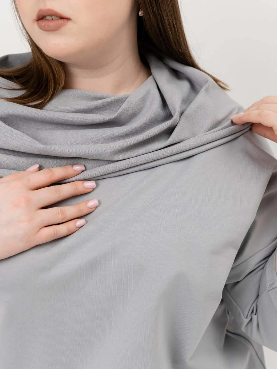 Платье для беременных длинное повседневное в офис plus size серый