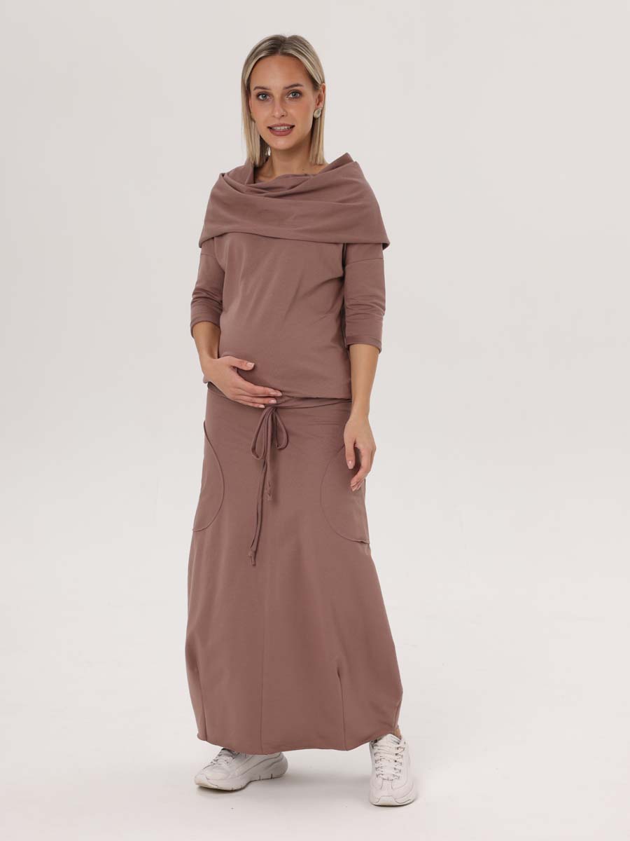 Платье женское 55714 повседневное бохо кофейный