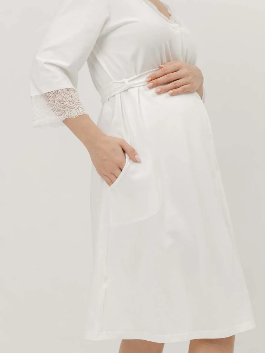 Халат домашний для беременных и кормления молочный